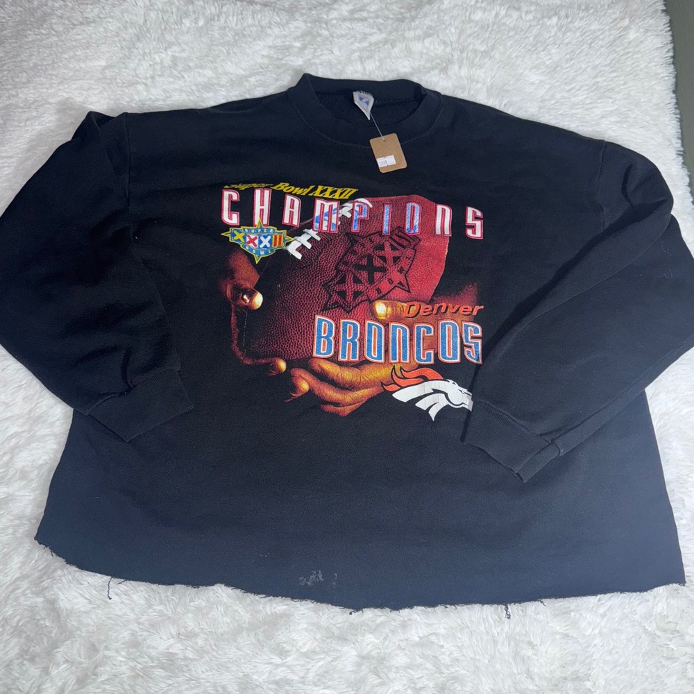 Vintage Logo 7 Denver Broncos Super Bowl XXXII Champions Sweatshirt XL Men